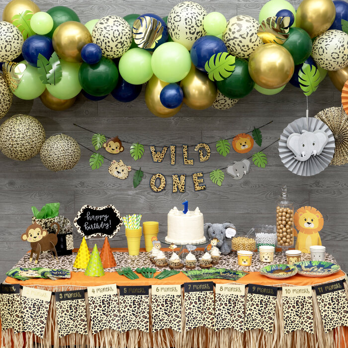 Green, Blue & Gold Leopard Balloon Arch Kit Hobby Lobby 2011823